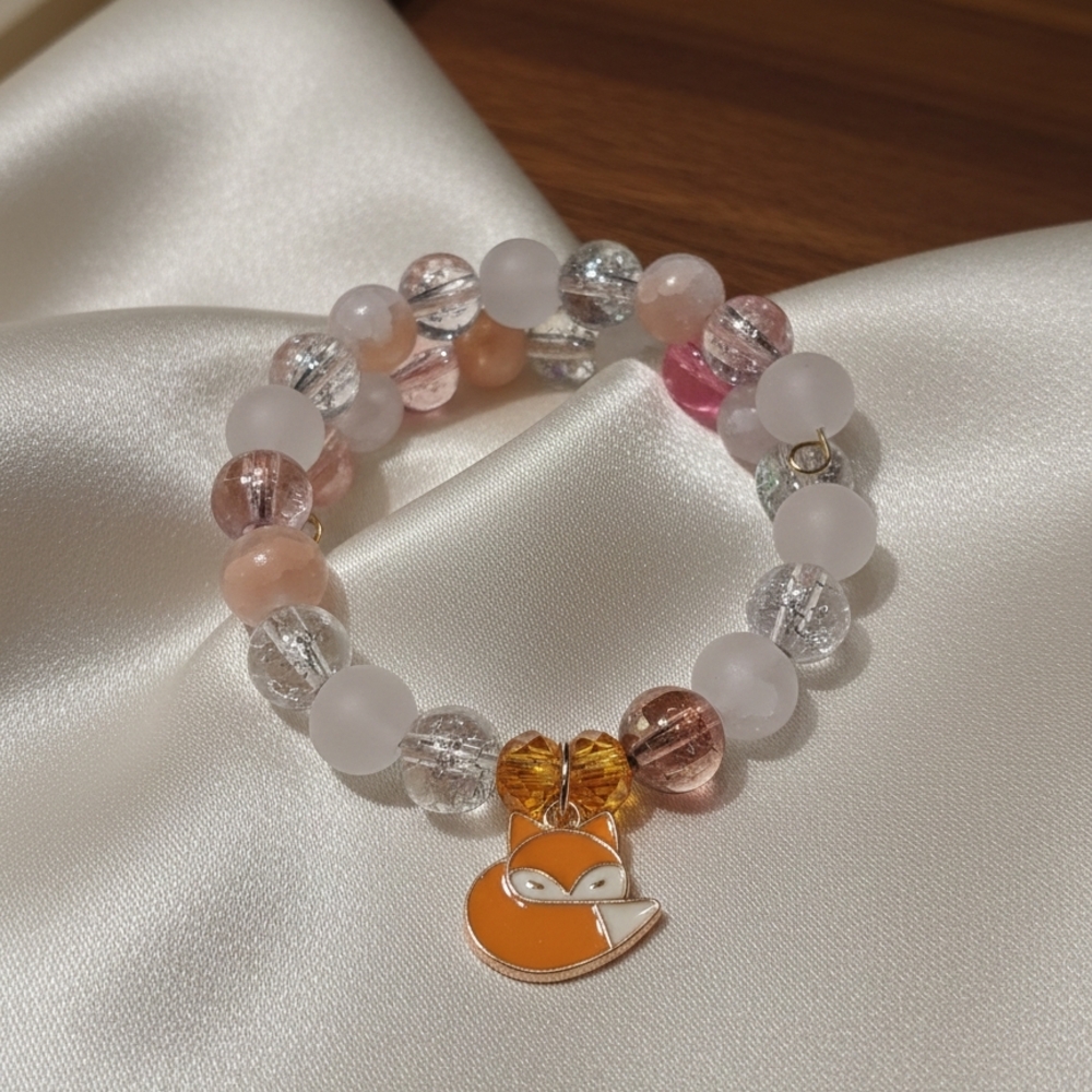 Fox Charm Beaded Bracelet Wire Bracelet
